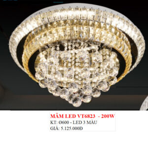 Đèn Ốp Trần Pha Lê Led VT 6823 200w